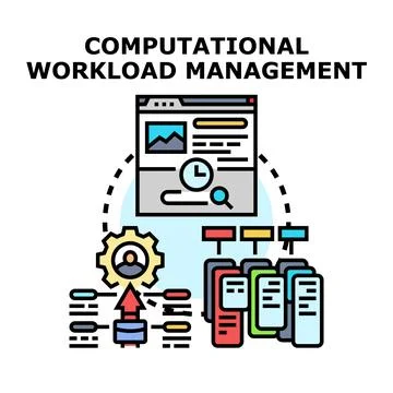 Computational workload management orchestrating data processing Stock Illustration