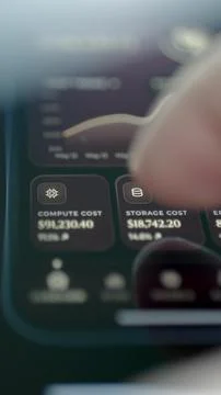 Compute and Storage Costs on Vertical AI Dashboard Stock Photos