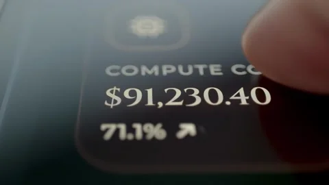 Compute Cost KPI Showing Ninety One Thousand Dollars And Seventy One 4K Stock-Footage 341345471