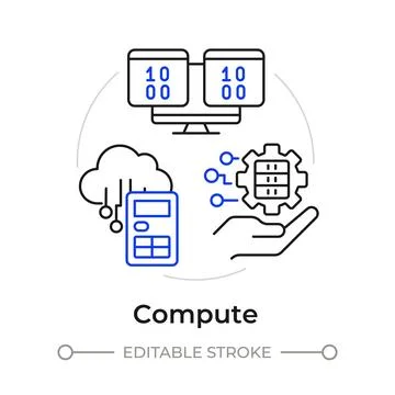 Compute duotone line art concept icon Stock Illustration