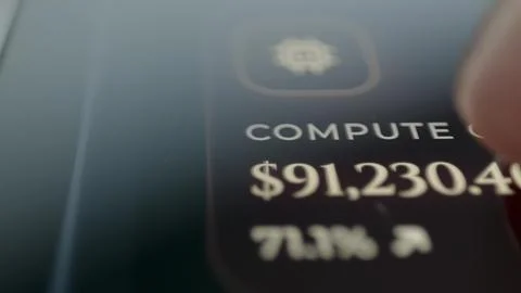 Compute Expense Dashboard with 71.8 Percent Increase Stock Photos