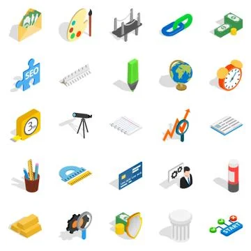 Compute icons set, isometric style Ilustração Stock