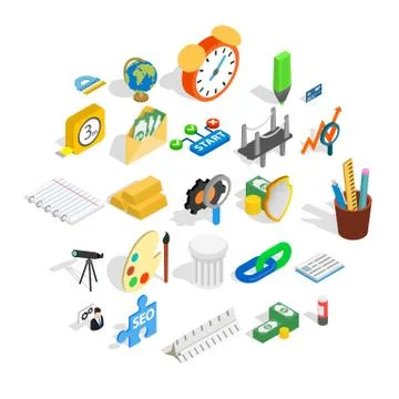Compute icons set, isometric style Ilustração Stock