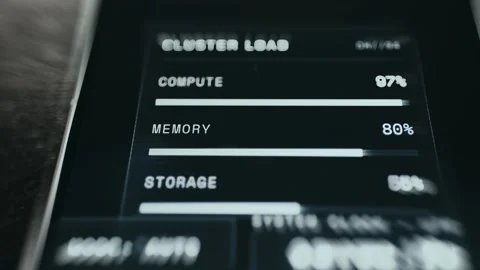 Compute Memory Storage Load - Futuristic Phone Display Video stock 336407774