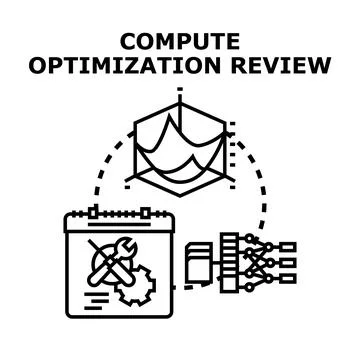 Compute optimization review analyzing data processing performance Stock Illustration