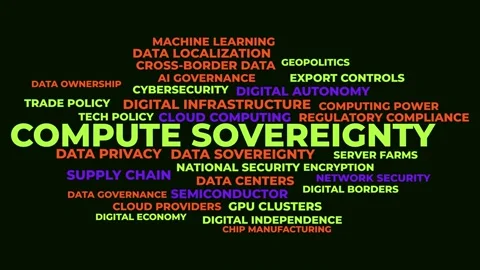 Compute Sovereignty Animated Word Cloud - Digital Infrastructure Typography Stock Footage 346718602