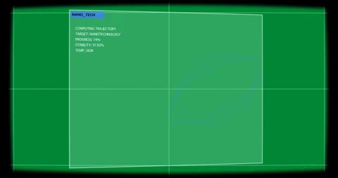 Compute trajectory NANO_TECH panel sliding and rotating to display blue plot on Stock Footage 327352662