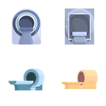 Computed tomography icons set cartoon vector. Hospital and medical equipment Stock Illustration