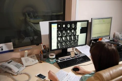 Computed tomography lab. Computerized Axial Tomography (CAT). Stock Photos
