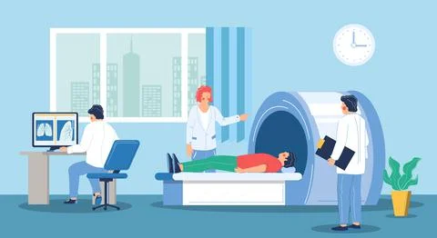 Computed tomography scan of the chest, flat vector illustration. CT lung Stock-Illustration