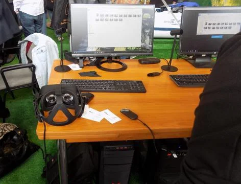 Computer with 3D glass Stock Photos