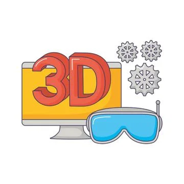 Computer 3d goggles reality virtual Illustrazione stock