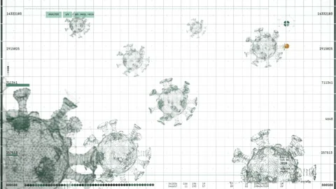 Computer 3d model of coronavirus SARS-COV-2 molecula, plexus Stock Footage 131225137