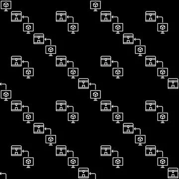 Computer with 3D Printer vector Printing Technology linear seamless pattern Stock Illustration