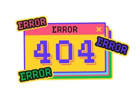 Computer 404 error window Y2K groovy sticker Stock Illustration