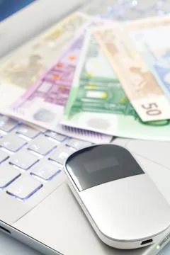 Computer with 4G modem wireless Stock Photos