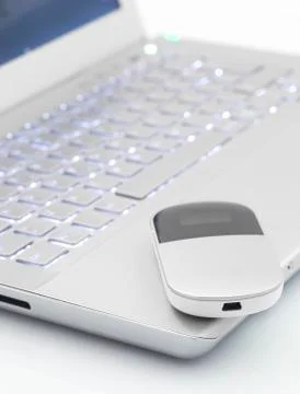 Computer with 4G modem wireless Stock Photos