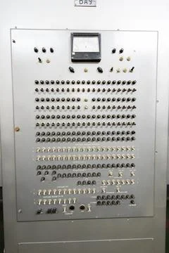 Computer of the 70s of the USSR. Inside a computer cabinet from the 70s. Stock Photos
