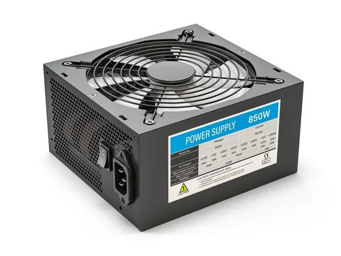 Computer AC power supply unit isolated on white Stock Illustration