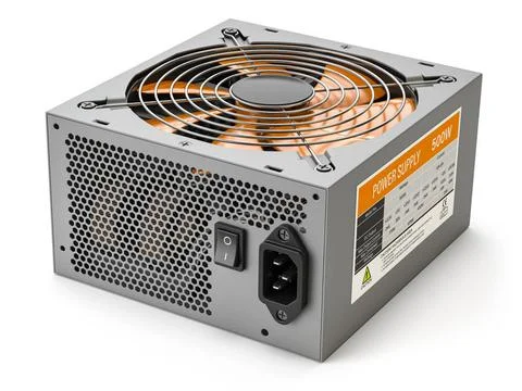 Computer AC power supply unit isolated on white Computer AC power supply u... Stock-Fotos