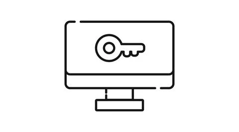 Computer access and digital key icon Stockillustratie