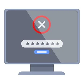 Computer access denied icon cartoon vector. Incorrect password Stock Illustration