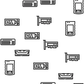 Computer Accessories And Parts Vector Seamless Pattern イラスト素材