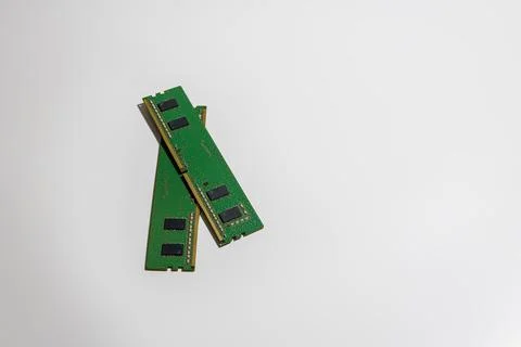 Computer accessories chip RAM on a white background Stock Photos