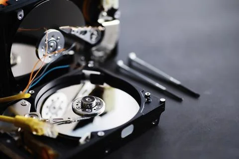 Computer accessories. The disassembled hard drive. Repair of components PC... Stock Photos