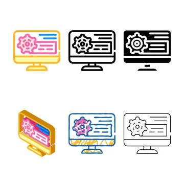 Computer accounting color icon vector edition Stock-Illustration