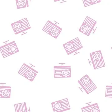 Computer accounting glyph vector seamless pattern Stock Illustration