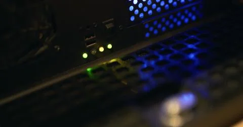 Computer actively processing big amounts of data Stock Photos