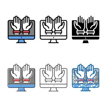 Computer addiction color icon vector minimal Illustrazione stock