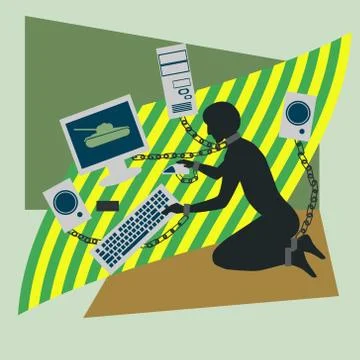 Computer addiction Stock Illustration