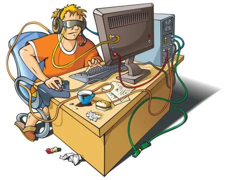 Computer addiction Stock Illustration