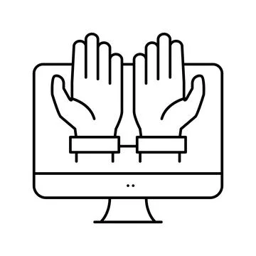 Computer addiction line icon vector illustration Stock-Illustration