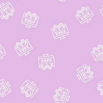 Computer addiction line seamless pattern Stock Illustration