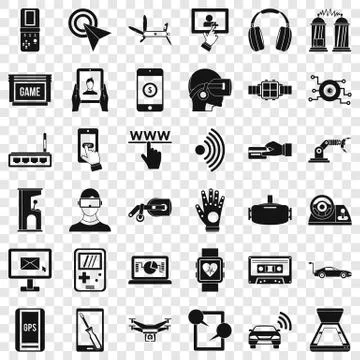 Computer adjustment icons set, simple style Stock-Illustration