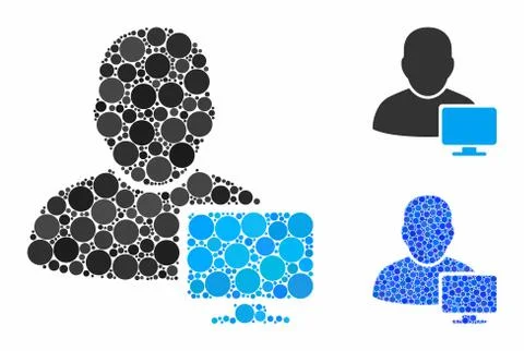 Computer administrator Composition Icon of Circle Dots Illustrazione stock