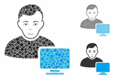 Computer administrator Composition Icon of Raggy Parts Illustrazione stock