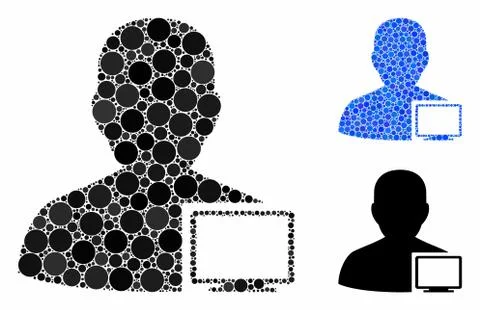 Computer administrator Composition Icon of Round Dots Stock Illustration