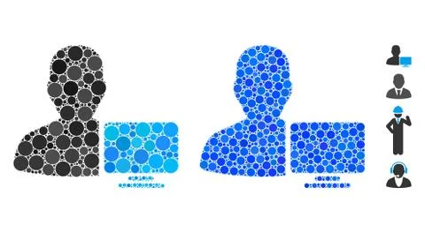 Computer Administrator Composition Icon of Spheric Items Illustrazione stock