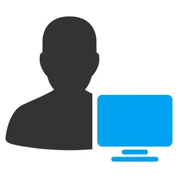 Computer Administrator Flat Icon 스톡 일러스트