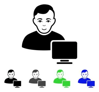 Computer Administrator Flat Icon Illustrazione stock