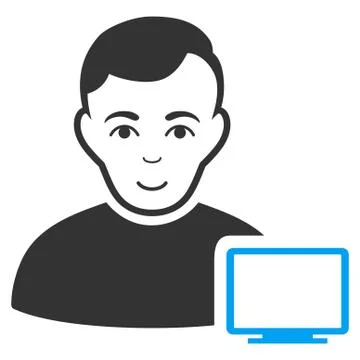 Computer Administrator Flat Icon Illustrazione stock