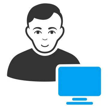 Computer Administrator Flat Icon 스톡 일러스트