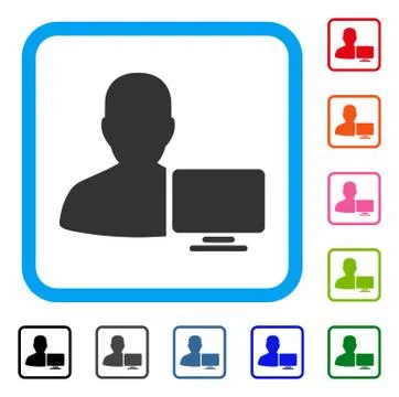 Computer Administrator Framed Icon Stock Illustration