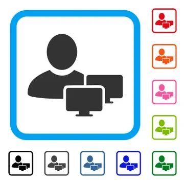 Computer Administrator Framed Icon Stock Illustration