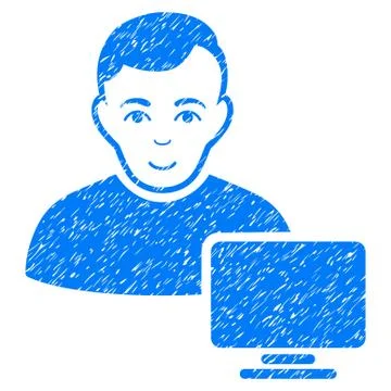 Computer Administrator Grainy Texture Icon 스톡 일러스트