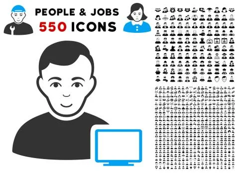Computer Administrator Icon with Bonus Stock Illustration